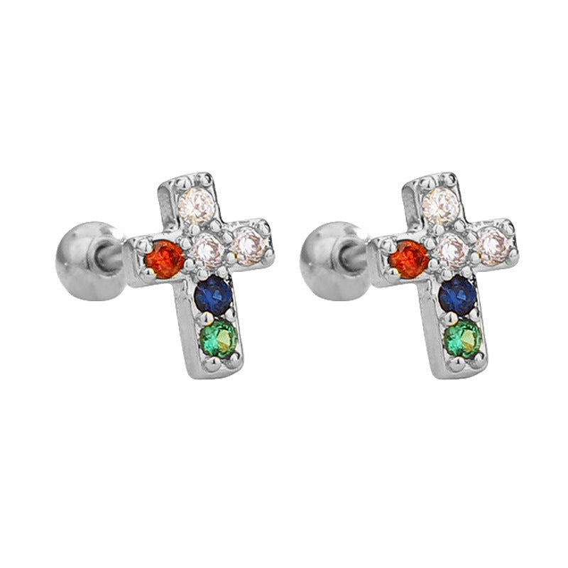 Men's Buckle Design Super Flash Contrast Color Earrings