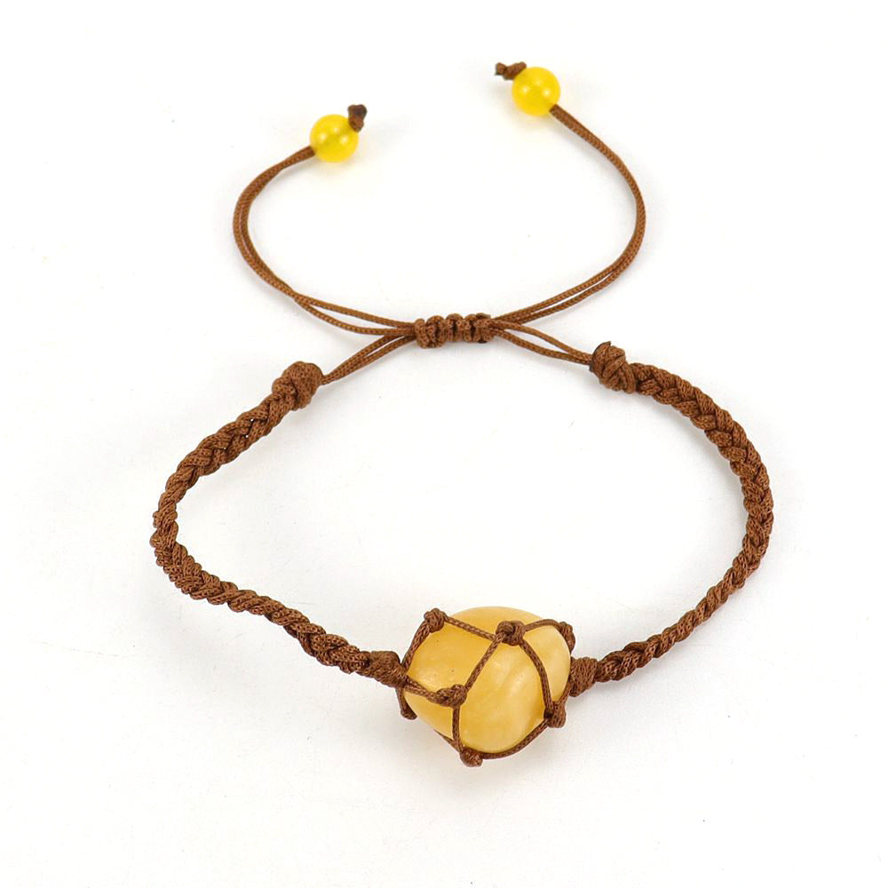 Brown Jade Thread Crystal Amethyst Stone Net Rings