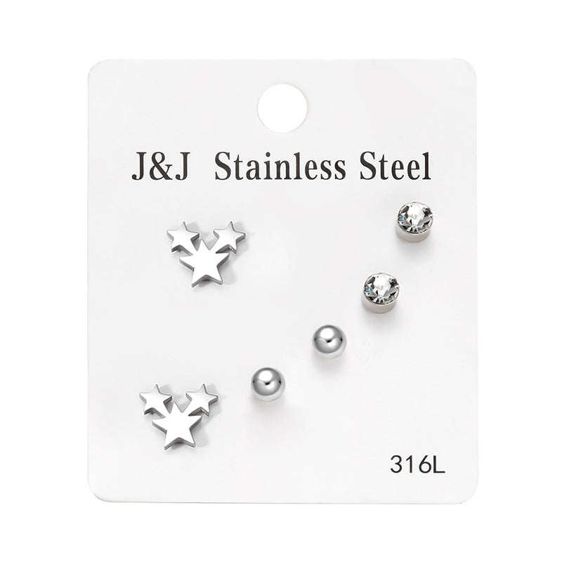 Pairs Heart Shape With Diamond Combination Earrings