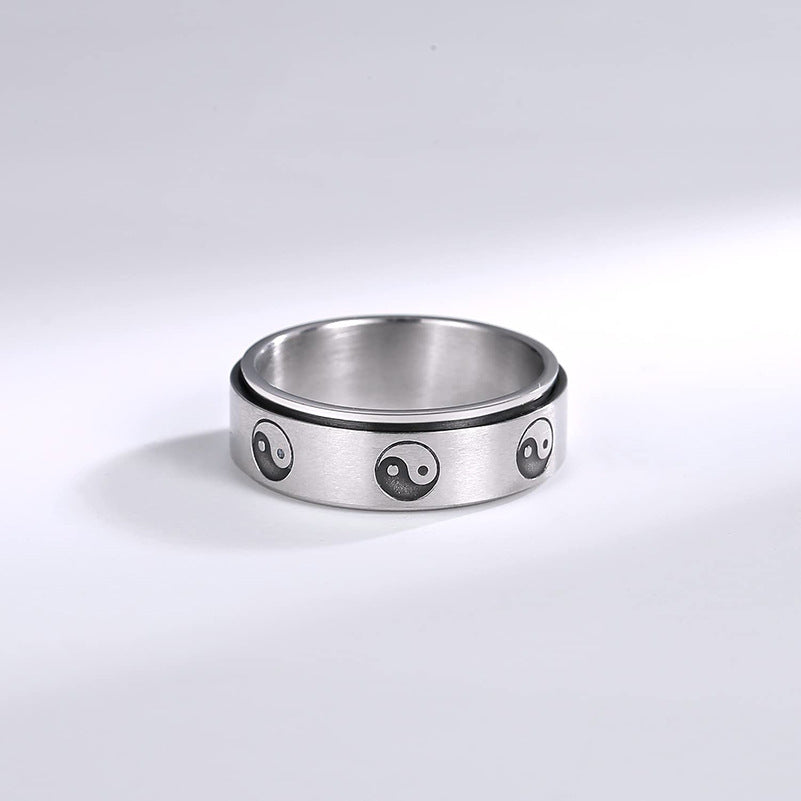 Men's Ornament Stainless Steel Rotating Decompression Gossip Rings