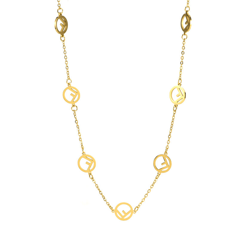 Classic Multiple F Letter Female Titanium Necklaces