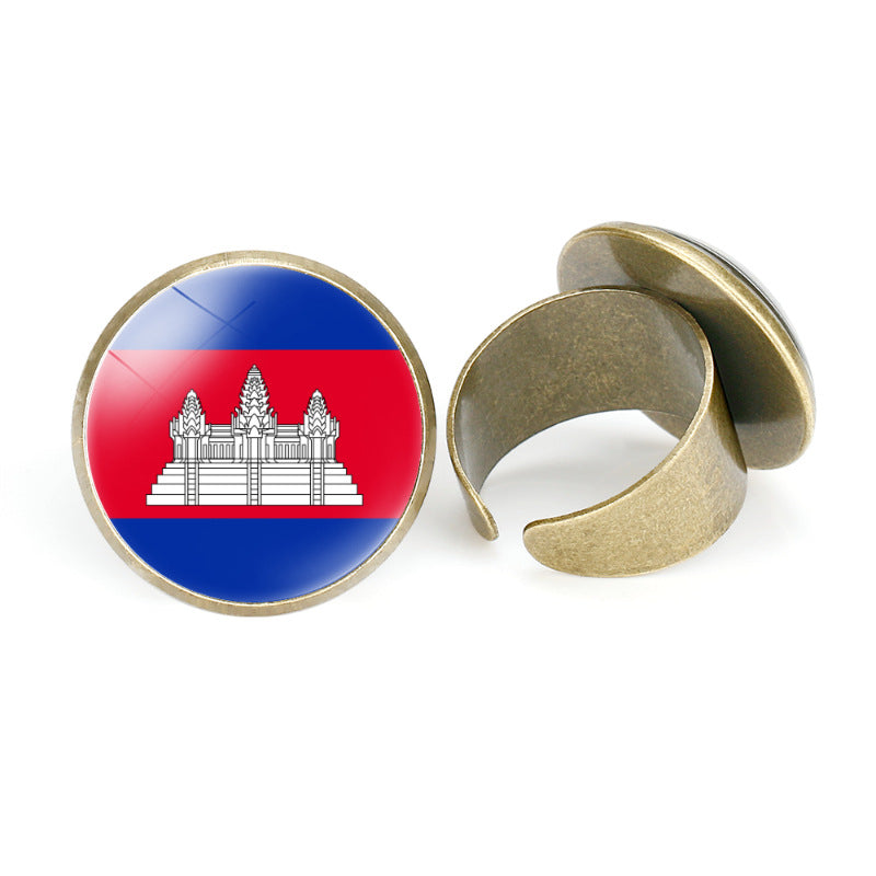 Asian Flags Vintage Open Bahrain Turkey Rings
