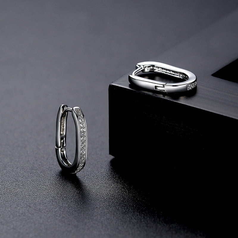 Zircon Simple Fashion Temperamental Minority Oval Earrings