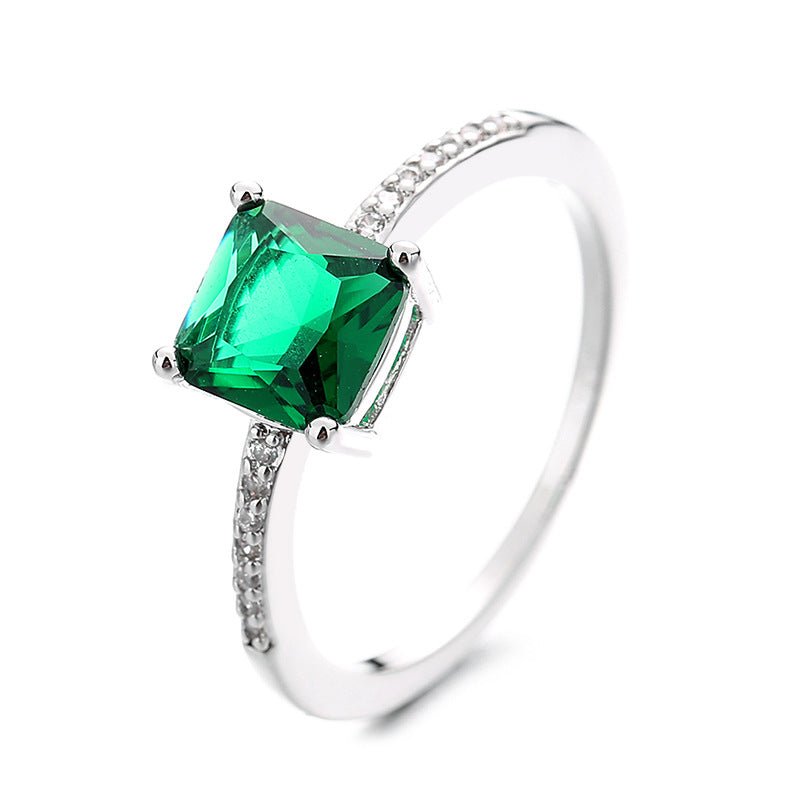 Women's Ornament Micro Inlaid Zircon Vintage Emerald Rings