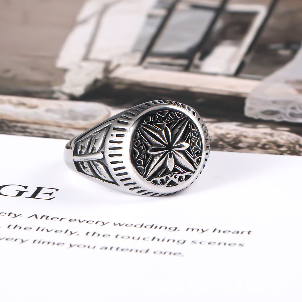 Women's & Men's Titanium Steel Fashion Rice Character Design Rings