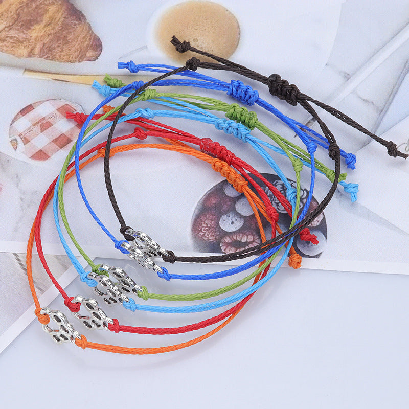 Women's Cat Dog Paw Prints Wax Line Bracelets