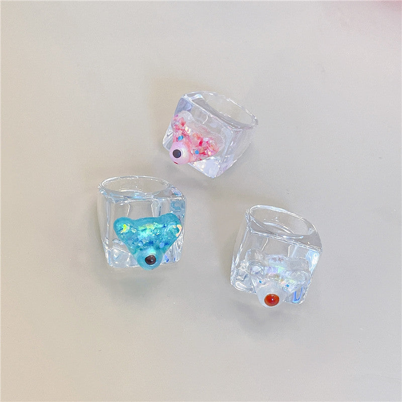 Retro Square Acrylic Geometric Resin Cold Wind Rings