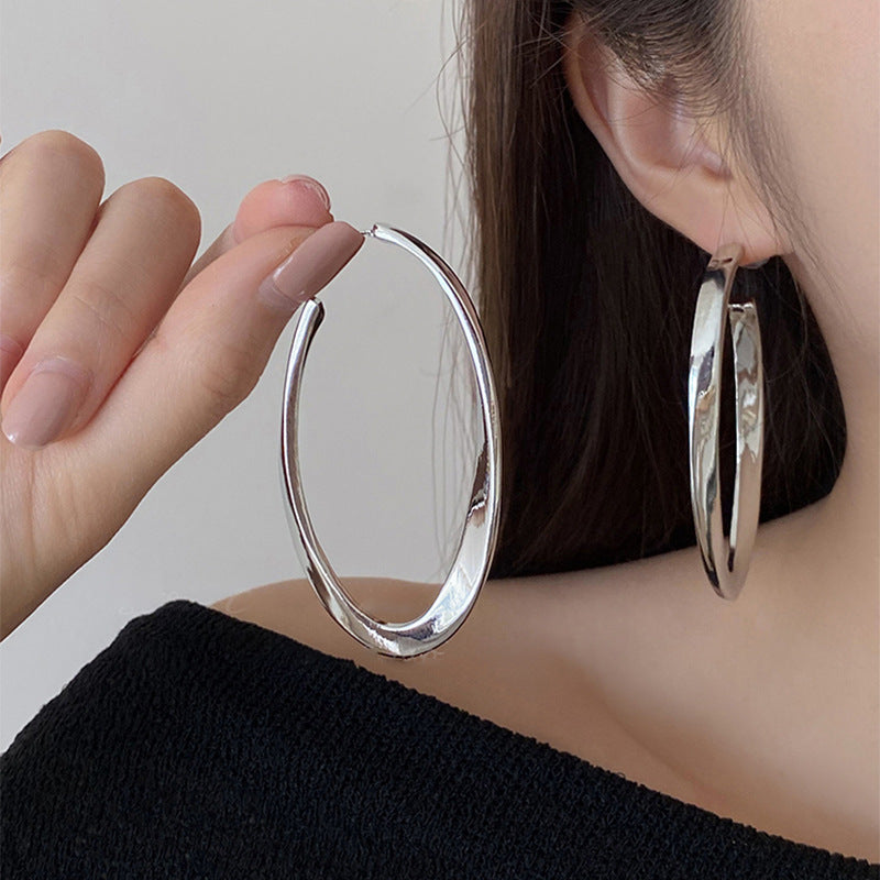 Needle Cold Landscape Oval Simple Fashion Design Earrings