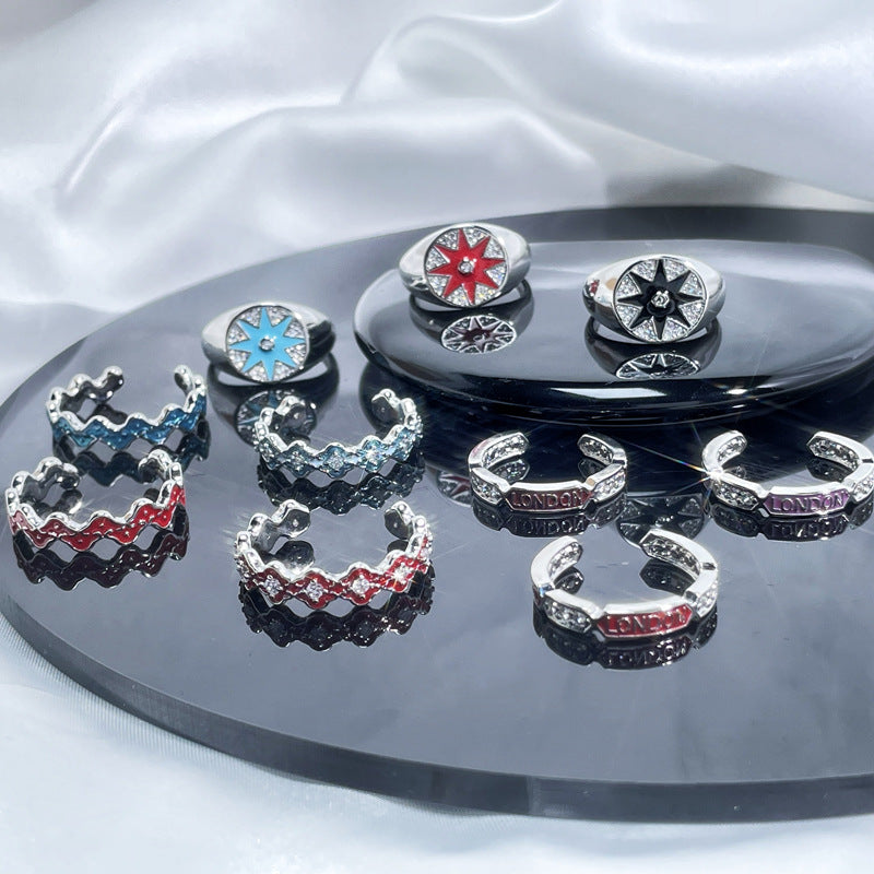 Glazed Open Female Letter Niche Bag Rings