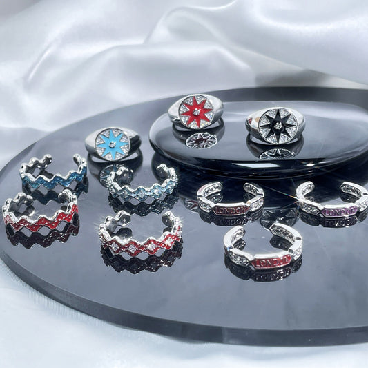 Glazed Open Female Letter Niche Bag Rings