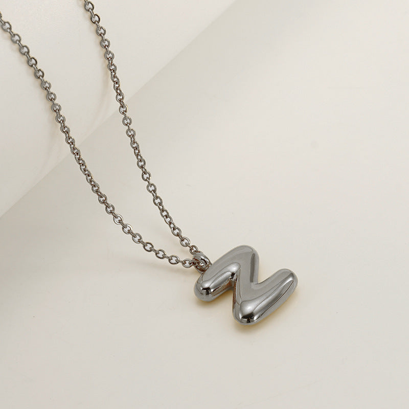 English Letter Female Titanium Steel Bubble Glossy Necklaces