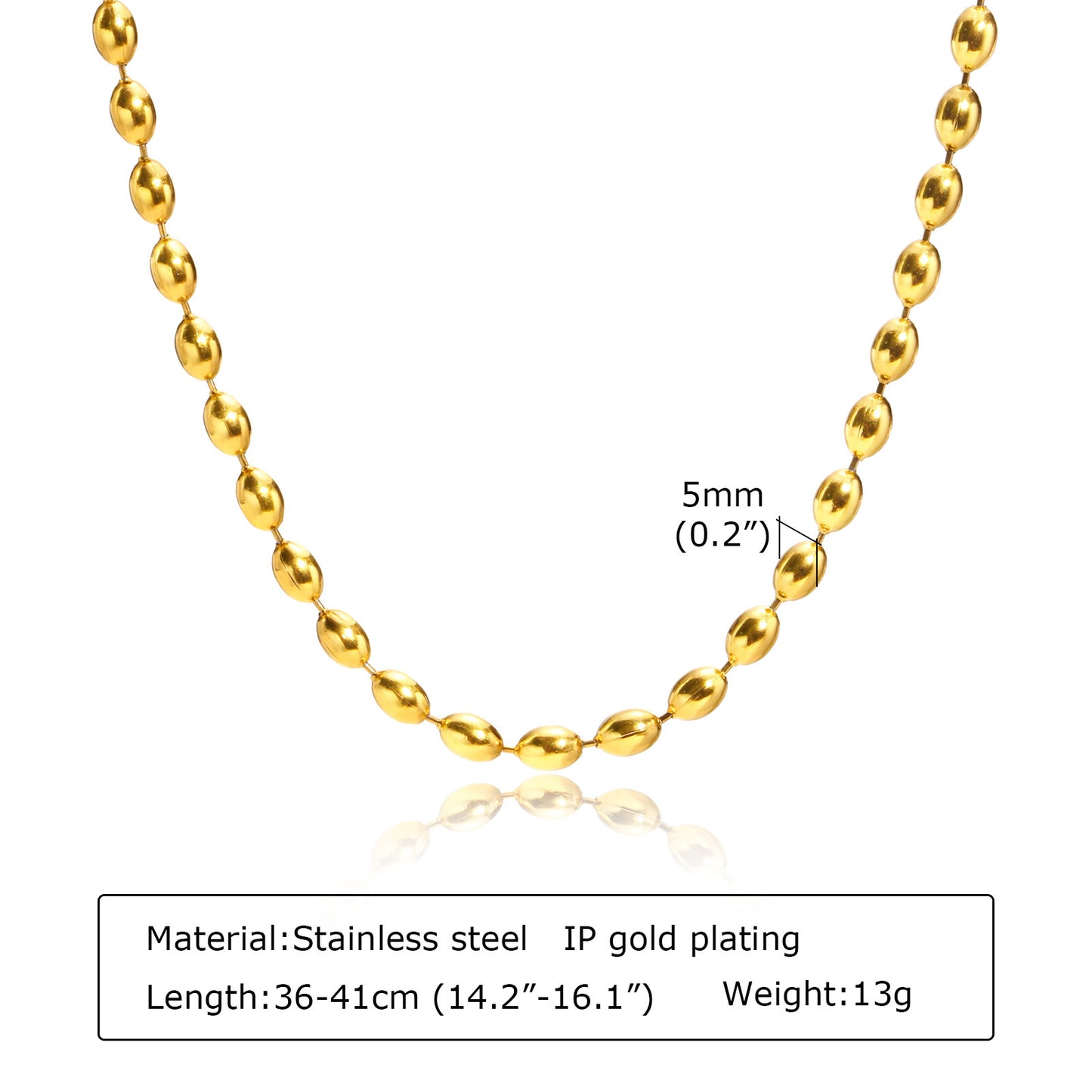 Women's Stainless Steel Beads Rugby Bead Simple Necklaces