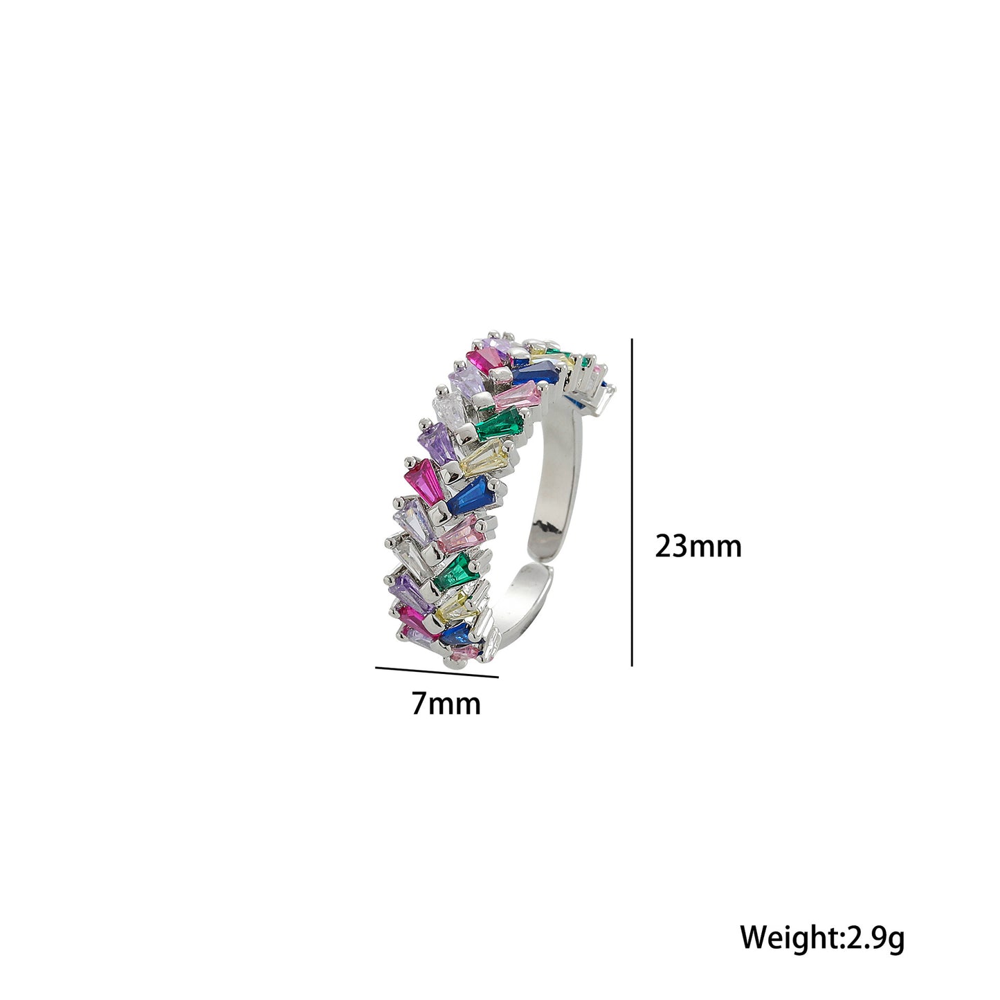 Temperament Double Row Diamond Zircon Opening Adjustable Female Rings