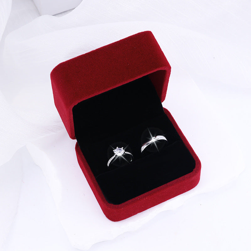 Korean Style Artificial Diamond Couple Female Zircon Rings