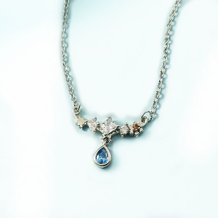 Series Blue Water Drop Clavicle Chain Midsummer Night Necklaces