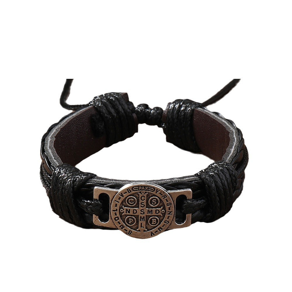 Men's Retro Hand-woven Leather Simple Pull Adjustable Bracelets