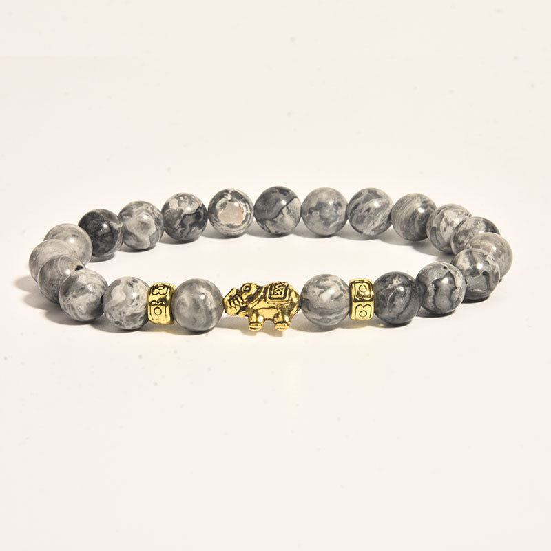 Women's & Men's Tigereye Black Lava Volcanic Rock Elephant Bracelets