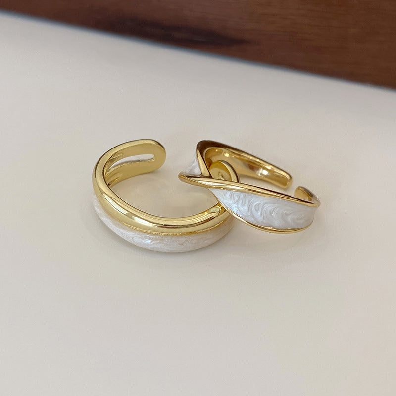 Glazed Female Design Open Fashion Light Luxury Personalized Rings