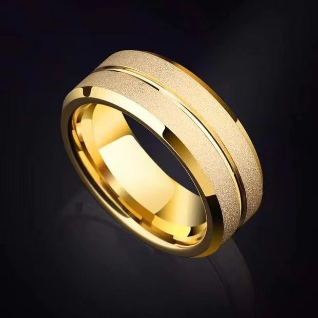 Women's & Men's Jewelry Stainless Steel Grinding Pearl Sand Simple Rings