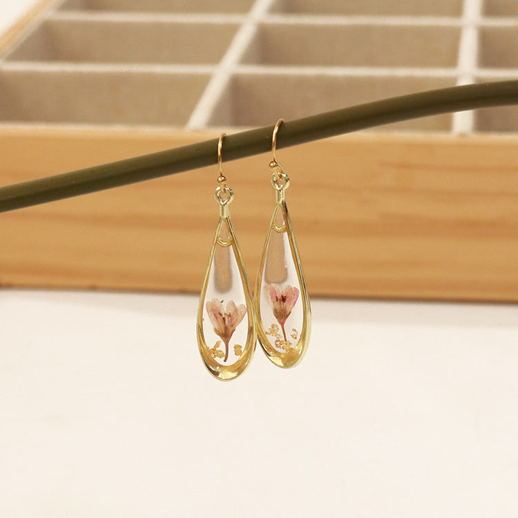 Fashion Modern Dried Flower Preserved Fresh Earrings