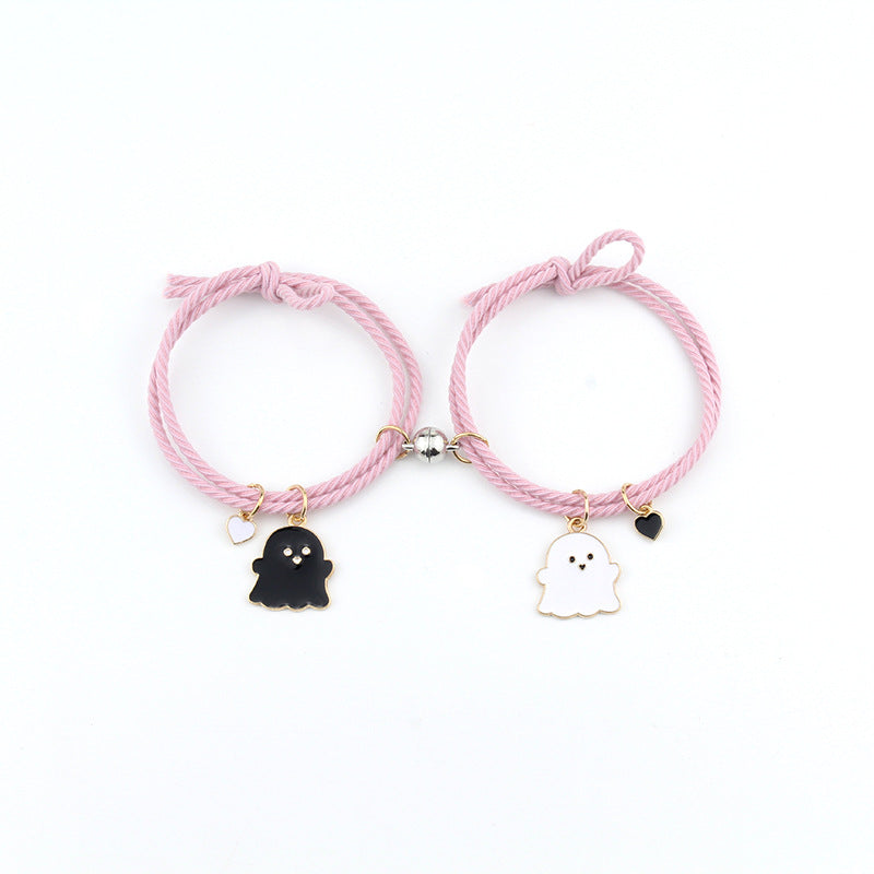Love Heart Magnetic Couple Girlfriends Pair Of Suction Small Bracelets