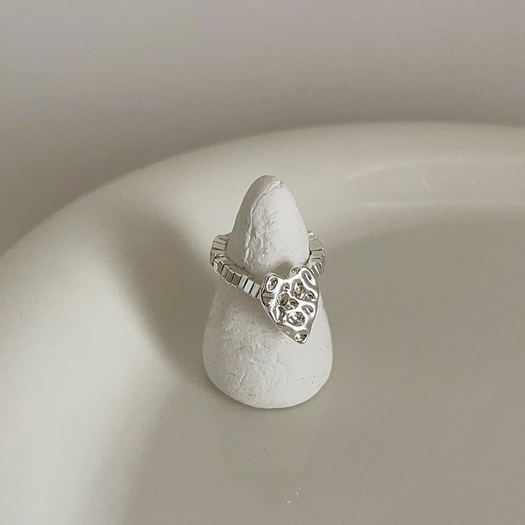 Color Metal Heart-shaped Open Suit Female Rings