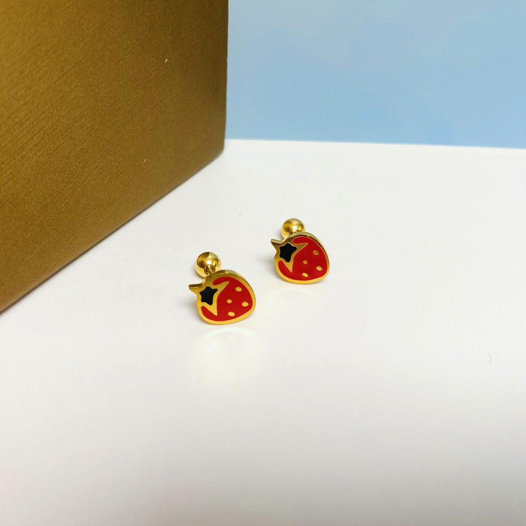 Women's Simple Small Golden Ear Bone Titanium Rings
