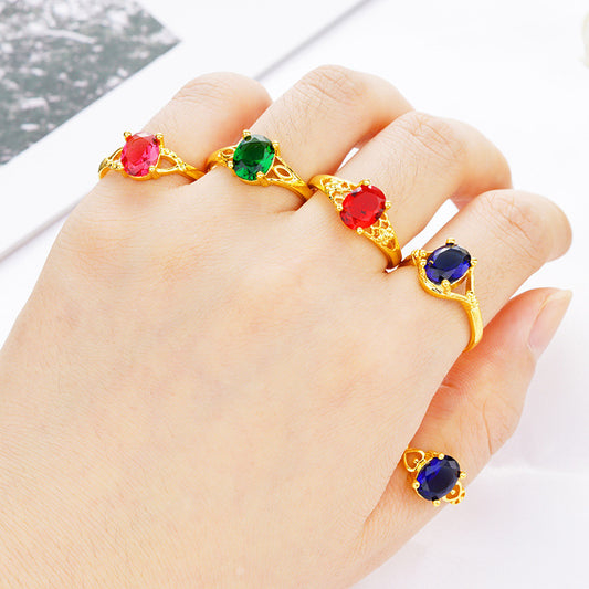 Women's Imitation Diamond Colored Gemstone No Color Rings