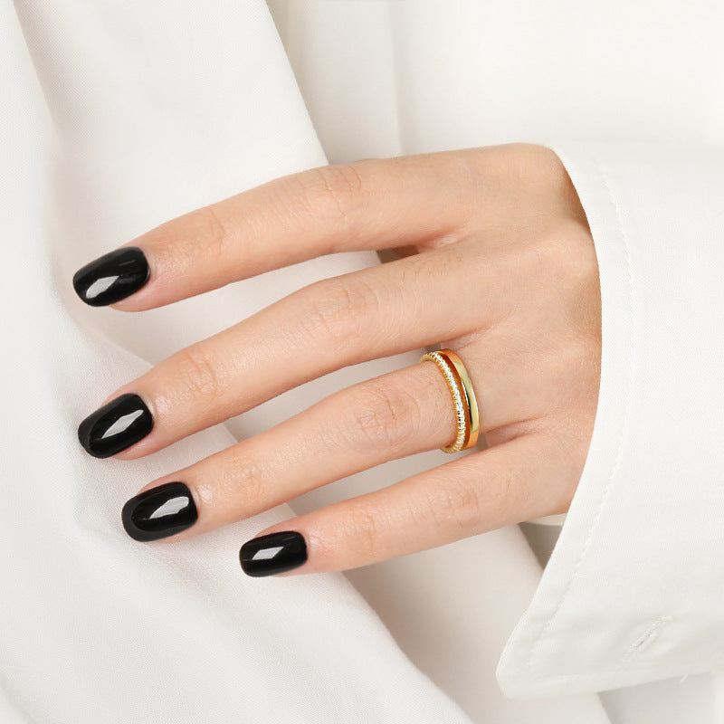 Women's Sterling Sier Gang Drill Zircon Simple Rings