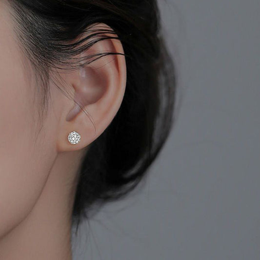 Zircon Light Luxury High Quality Titanium Single Diamond Earrings