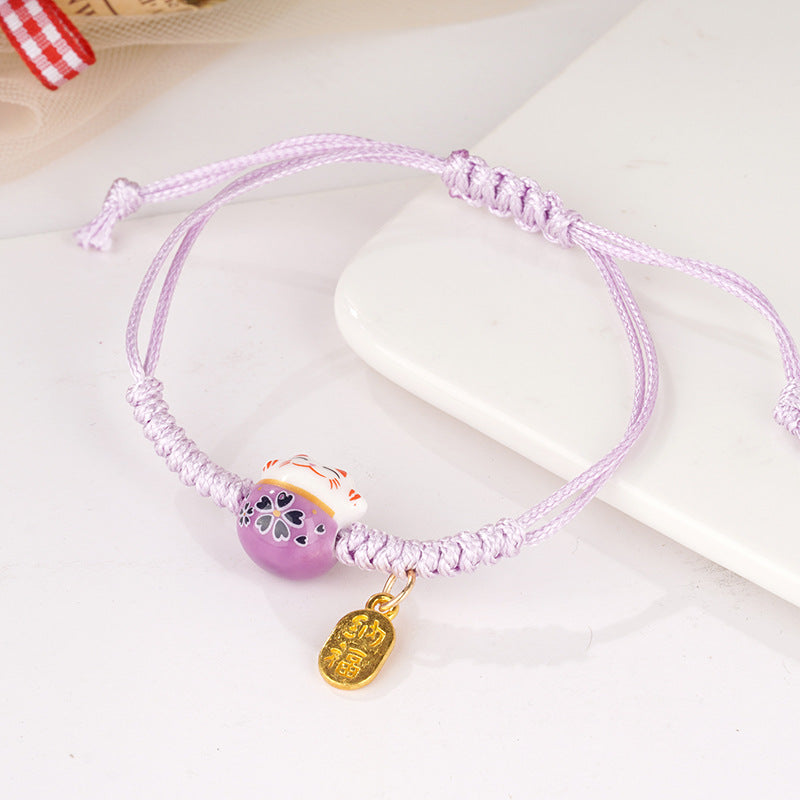 Women's Line Ceramic Fortune Cat Niche Design Bracelets
