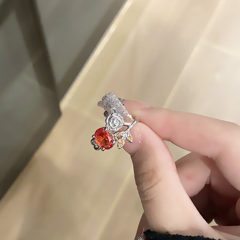 Diamond Zircon Female Exquisite Oval Sweet Rings