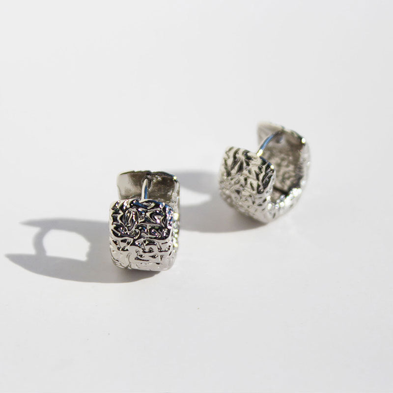 Lava Texture Square Ear Clip Niche Earrings