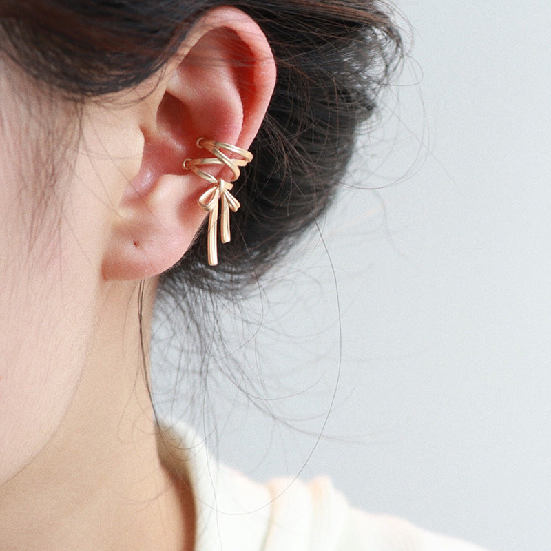 Women's Fresh Bow Ribbon Ear Bone Clip Earrings