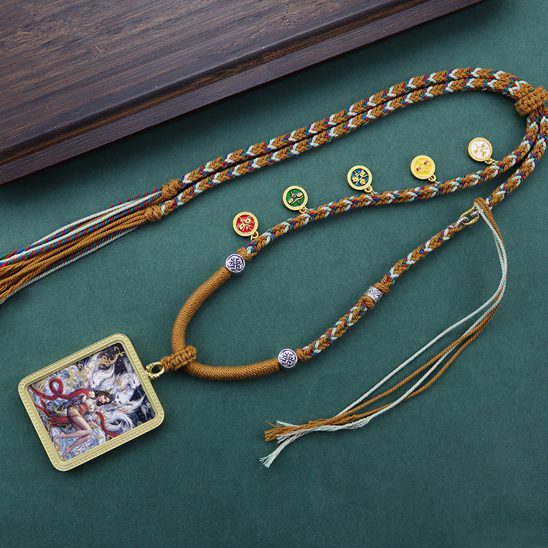 Hand Painted Golden Outline Eight Patron Necklaces