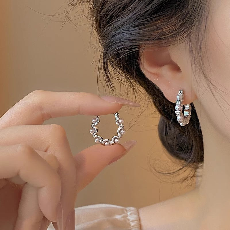 Pearl Fashion Elegance Retro Big Ear High-grade Cold Earrings