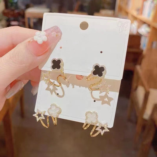 Needle Fashion Live Four Leaf Clover Ear Four-leaf Flower Earrings