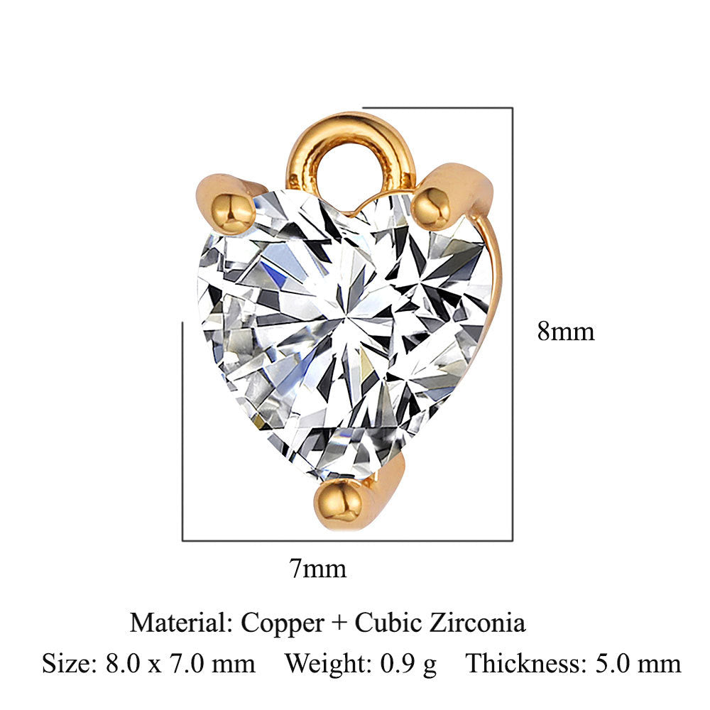 Color Zircon Peach Heart Copper Ornament Pendants