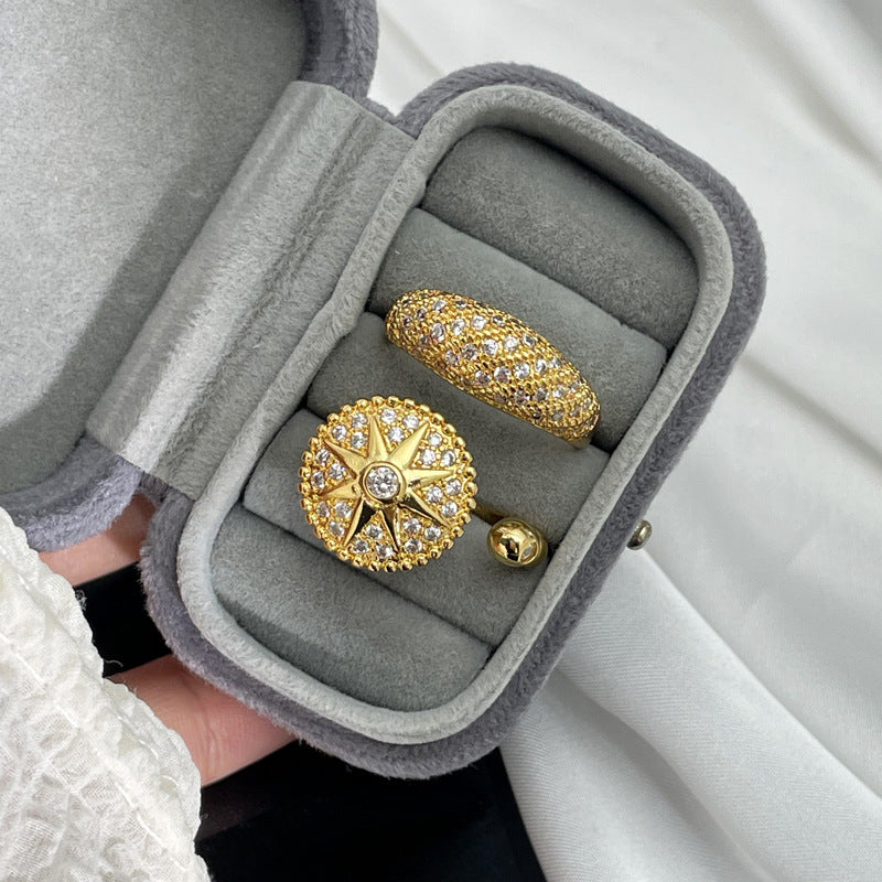 Asterism Full Diamond Open Female Light Luxury Rings