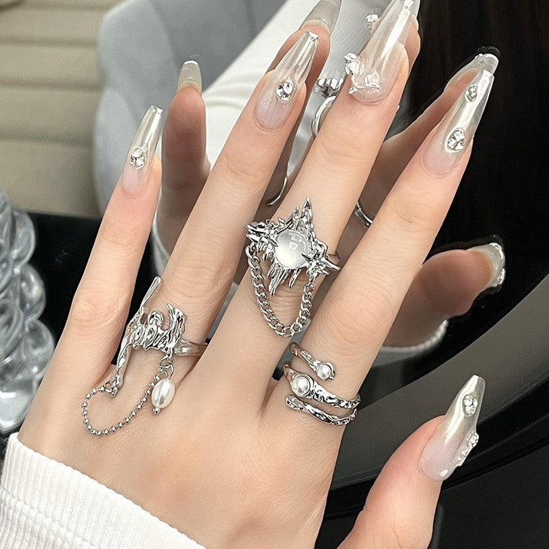 Cold Wind Irregular Texture Suit Set Rings