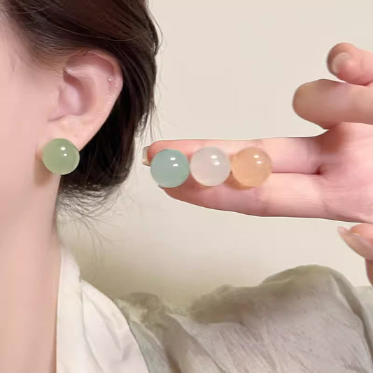 Women's Candy Color Resin Ball For Sweet Small Simple Korean Earrings