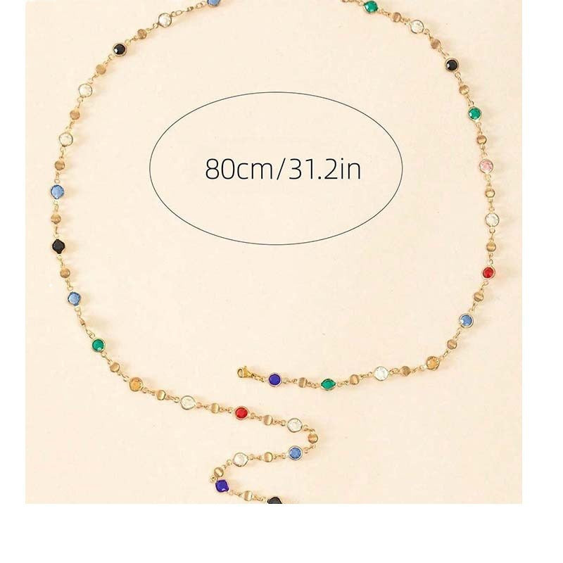 Women's Color Crystal Elegant Metal Chain Clavicle Simple Style Necklaces
