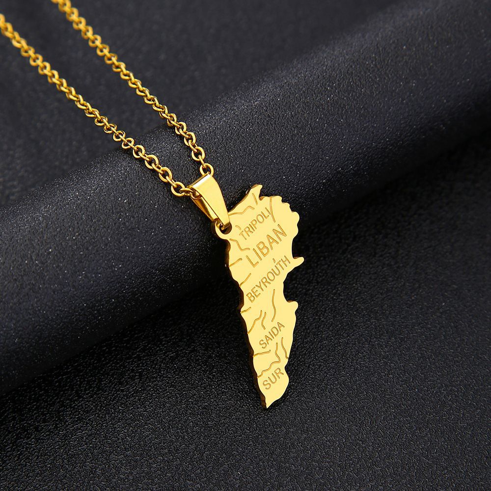 Women's & Men's Oil Dripping Map Stainless Steel Couple Necklaces