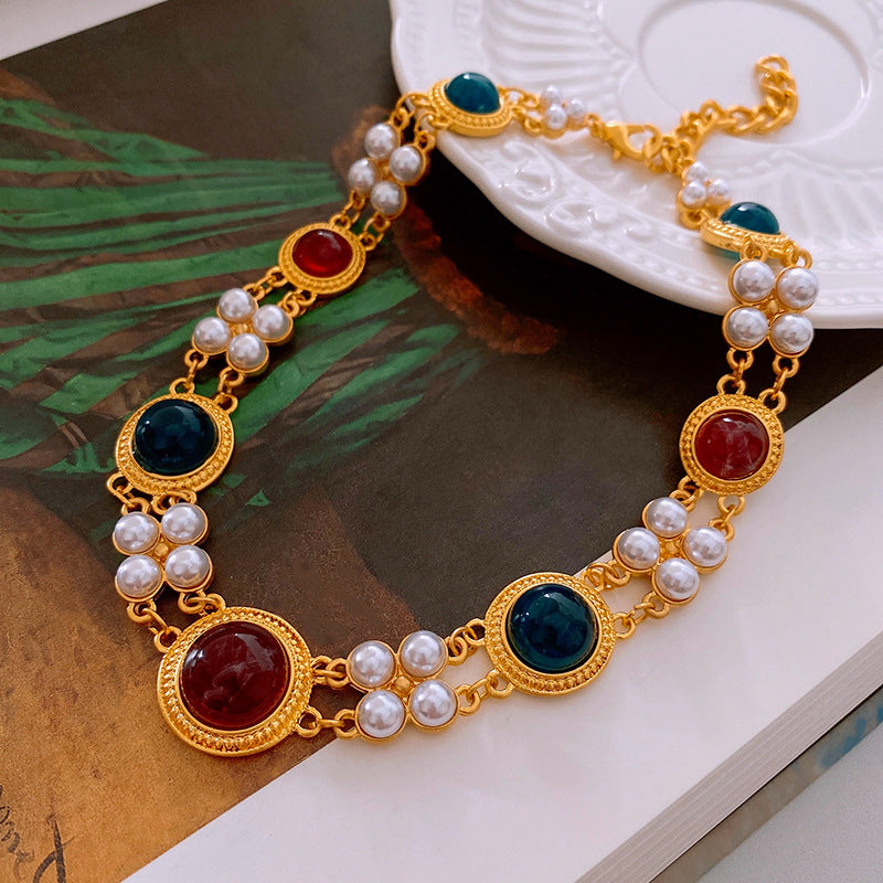 Sier Needle Artificial Pearl Tassel Vintage Court Style Earrings