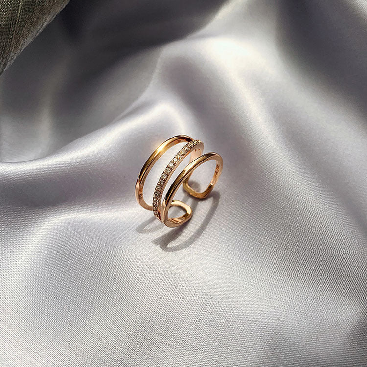 Women's Luxury Minority Design Line Open Index Rings