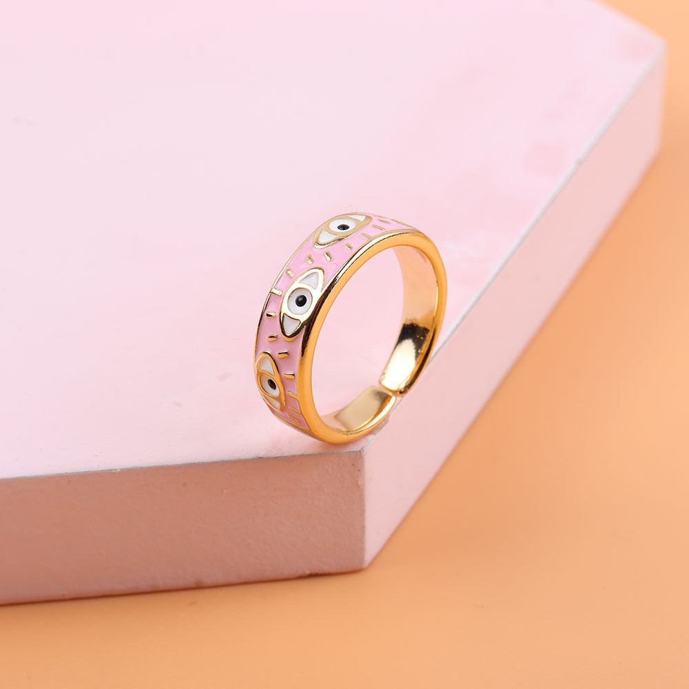 Fashion Gold Colorful Oil Devil's Eye Rings