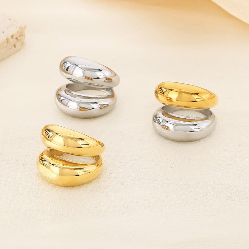 Trendy Exaggerated Gold Arch Top Mirror Polished Rings