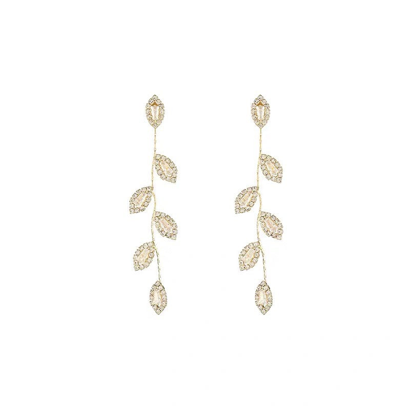 Sier Needle Diamond Long Temperament Wild Earrings