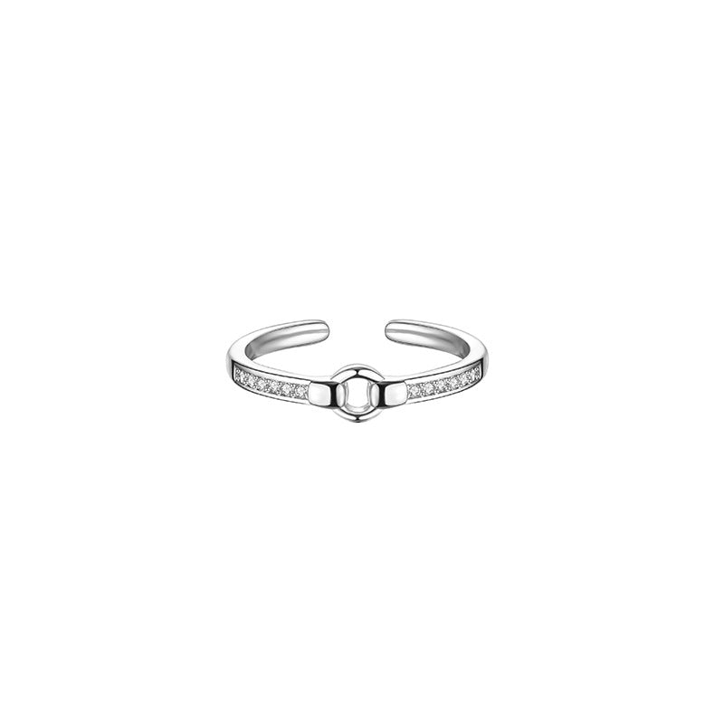 Rhinestone Round Female Style Niche Open Rings