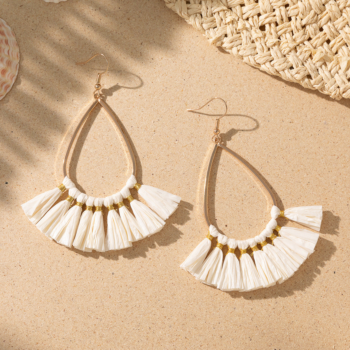 Women's Style Woven Raffia Design Sense Niche Earrings